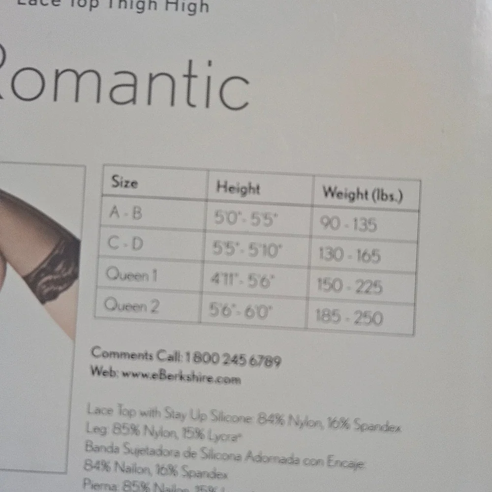 Berkshire Romantic Thigh High Stockings A-B Ivory Lace Top Sheer Lycra 1363 NWT
